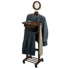 Winsome Rolling Valet Stand, Antique Walnut-Features a center storage drawer perfect for keys or wallet and a tilt mirror