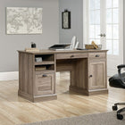 Sauder 59"W Barrister Lane Executive Desk - Salt Oak-File drawer with full extension slides holds letter-size hanging files to keep all your documents organized