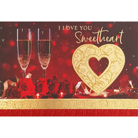 Rosedale Gold Greeting Cards/Envelopes - Happy Valentine's Day Sweetheart (50122) - 5-1/2" x 8" - 6 Pack-Printed on premium uncoated card stock
