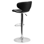 Flash Furniture Contemporary Cozy Mid-Back Black Vinyl Adjustable Height Barstool with Chrome Base-Deep Curved Seat and Back