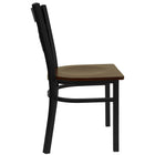 Flash Furniture HERCULES Series Black "X" Back Metal Restaurant Chair - Mahogany Wood Seat - 2 Pack-Mahogany Finished Wood Seat