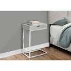Monarch Specialties 3373 Accent Table - Chrome Metal/Grey Cement With A Drawer-Large drawer for hidden storage