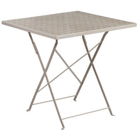 Flash Furniture 28" Square Light Grey Indoor-Outdoor Steel Folding Patio Table-Folding Patio Table
