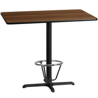 Flash Furniture Laminate 30"W x 48"L X-Base Table, Walnut (XUWA3048T230B3F)-Bar height hospitality table