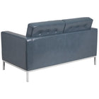 Flash Furniture HERCULES Lacey Series Contemporary Grey LeatherSoft Loveseat with Stainless Steel Frame-Grey LeatherSoft Upholstery