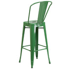 Flash Furniture 30" High Green Metal Indoor-Outdoor Barstool with Back-Curved Back with Vertical Slat