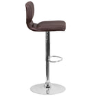 Flash Furniture Contemporary Brown Vinyl Adjustable Height Barstool with Vertical Stitch Back & Chrome Base-Brown Vinyl Upholstery