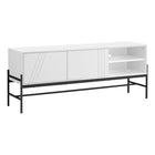 Monarch Specialties 2738 Tv Stand - 60"L/White/Black Metal With Storage-This fashionably stylish 60 inch contemporary tv stand is solidly constructed with white laminate and black metal for a modern statement in a living room, bedroom, or office