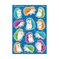 TREND enterprises Inc. Colourful Hedgehogs Sparkle Stickers, Assorted Sizes - 24 Pack-Self-adhesive decorative stickers for motivation, reward, and craft activities