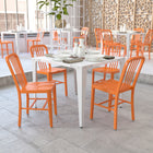 Flash Furniture Commercial Grade Orange Metal Indoor-Outdoor Chairs-Screw Leveling Floor Glides