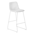 Monarch Specialties 7750 Barstool - White Leather-Look/White Metal-Modern style, with supportive curved backrest and seat cushion upholstered in a white leather-look fabric