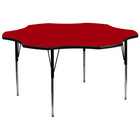 Flash Furniture 60'' Flower Shaped Activity Table with Thermal Fused Laminate Top and Standard Height Adjustable Legs, Red-Red Laminate
