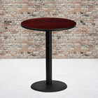 Flash Furniture 36'' Round Laminate Table Top, Mahogany with 24'' Round Bar-Height Table Base (XURD36MATR24B)-Top Size: 36"W x 36"D
