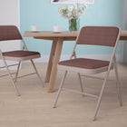 Flash Furniture HERCULES Series Curved Triple Braced & Double-Hinged Brown Patterned Fabric Metal Folding Chair-Double-Hinged