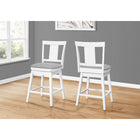 Monarch Specialties 1233 Barstool - White/Swivel Counter Height - 2 Pack-Seats are upholstered in a grey leather-look fabric and padded for comfort