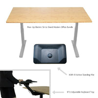 Uncaged Ergonomics 60" Rise Up Electric Adjustable Sit Stand Desk with Keyboard Tray & Standing Mat Bundle (RUGBKT2ASM)-A beautiful, luxurious adjustable-height office desk and Perfect Sit/Stand or Standing Desk