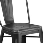 Flash Furniture Commercial Grade 24" High Distressed Black Metal Indoor-Outdoor Counter Height Stool with Back-Cross Brace under seat provides extra stability
