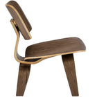 Nicer Furniture LCW Modern Wooden Side Chair - Walnut-Features curved angular legs and a surprisingly comfortable minimalist seat.