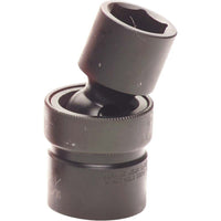 Gray Tools 11/16" X 1/2" Drive, 6 Point Standard Length, Universal Joint Socket, Black Impact-Size: 11/16"