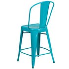 Flash Furniture 24" High Crystal Teal-Blue Metal Indoor-Outdoor Counter Height Stool with Back-Drain Holes in Seat