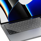JCPal FitSkin Keyboard Protector for MacBook Pro 14"/16" (2021/2023) and MacBook Air 13"/15" (2022/2023/2024) - Clear-Made from durable eco-friendly thermoplastic polyurethane