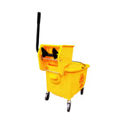 Globe Commercial Products Sidepress Bucket and Wringer - 35 QT - Yellow-Non-Marking 3Inch casters