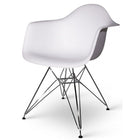 Nicer Furniture Eiffel Style Armchair with Chrome Legs - White - 2 Pack-High quality heavy-duty plastic molded seat with a matte finish