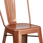 Flash Furniture Commercial Grade 24" High Copper Metal Indoor-Outdoor Counter Height Stool with Back-Cross Brace under seat provides extra stability