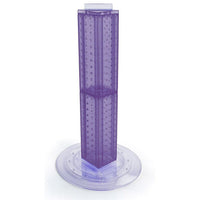 Azar Displays 24" x 4" x 4" 4-Sided Revolving Pegboard Counter Display, Purple Translucent (700222-PUR)-Interlocking four-sided pegboard tower and 14-1/2" diameter revolving clear plastic base