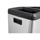 The Step N' Sort 60L 3-Compartment Open Top Trash and Recycling Bin-Finger Print Proof Stainless Steel Finish