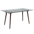 Flash Furniture Meriden 31.5" x 55" Rectangular Solid Espresso Wood Table with Clear Glass Top-Clear Tempered Glass Surface