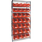 Kleton Heavy-Duty Wire Shelving Units With Storage Bins - 8 Tiers - 36" W x 74" H x 18" D-Depth: 18"