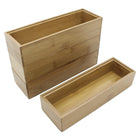 Cathay Importers Bamboo Stackable Rect Organizer 9"W x 3"D x 2"H - Natural - 4 Pack-Dimensions: 2" H x 9" W x 3" D. Sold as a set of 4. Baskets are the same size
