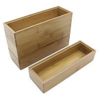 Cathay Importers Bamboo Stackable Rect Organizer 9"W x 3"D x 2"H - Natural - 4 Pack-Dimensions: 2" H x 9" W x 3" D. Sold as a set of 4. Baskets are the same size