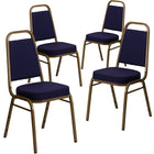 Flash Furniture HERCULES Series Trapezoidal Back Stacking Banquet Chairs with Navy Patterned Fabric & Gold Frame - 4 Pack-Set of 4 Multipurpose Banquet Chairs