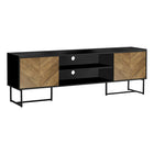 Monarch Specialties 2752 Tv Stand - 72"L/Black /Metal With 2 Wood-Look Doors-This fashionable 72 inch tv stand is durably designed with a contemporary brown and black laminate finish with a sturdy black metal frame and attractive V groove lines on the wood-look doors for a modern touch