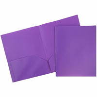 JAM Paper Plastic POP Two Pocket Folders, Purple, 12 Pack (382Epug)-Size: 9" x 12"