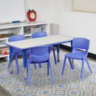 Flash Furniture 23.625"W x 47.25"L Rectangular Blue Plastic Height Adjustable Activity Table Set with 4 Chairs-Set Includes Rectangular Table and 4 Stackable Chairs
