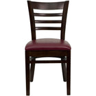 Flash Furniture HERCULES Series Ladder Back Walnut Wood Restaurant Chairs with Burgundy Vinyl Seat - 2 Pack-Set of 2 Wood Dining Chairs