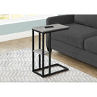 Monarch Specialties 3671 Accent Table - 25"H/Grey/Black Metal-Features a grey wood-look rectangular tabletop and a metal frame with a small secondary shelf