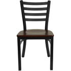 Flash Furniture HERCULES Series Black Ladder Back Metal Restaurant Chair - Mahogany Wood Seat-Metal Chair