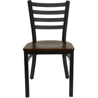 Flash Furniture HERCULES Series Black Ladder Back Metal Restaurant Chair - Mahogany Wood Seat-Metal Chair