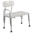 Flash Furniture HERCULES Series 300 Lb. Capacity Adjustable Bath & Shower Transfer Bench with Back & Side Arm - White-FSA Eligible