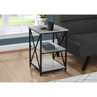 Monarch Specialties 3596 Accent Table - 26"H/Grey/Black Metal-Product dimensions: 26"H x 18"L x 18"W
