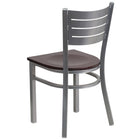 Flash Furniture HERCULES Series Slat Back Metal Restaurant Chairs with Mahogany Wood Seat - Silver - 2 Pack-.625" Thick Plywood Seat