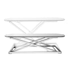 Uplite 32"W Height Adjustable Desktop Sit Stand Standing Desk, White (UPWS40A)-Premium white waterproof tabletop and silver/grey aluminum legs complement your stylish office