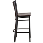 Flash Furniture HERCULES Series Black Grid Back Metal Restaurant Barstool - Walnut Wood Seat - 2 Pack-Walnut Finished Wood Seat