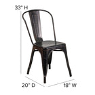 Flash Furniture Chaise empilable intérieure / extérieure en métal doré noir antique de qualité commerciale-Patins glisseurs en plastique protecteurs de plancher