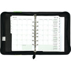 Day-Timer Undated Avalon Leather-Like Vinyl Refillable Day Planner - Black - Desk - 5-1/2" x 8-1/2" - Bilingual-12 months tabbed: January - December (with 3 months undated fill)