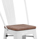 Flash Furniture - Tabouret à hauteur de comptoir de 24 po en métal blanc avec dossier et siège en bois-Finition du cadre enduit de poudre blanche